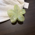 Elegant flower-shaped hair claw clip in translucent light green with a pearlescent finish - 82# Hair Claw-Green Flower
