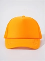 Vorderseite der orangen Trucker Cap mit atmungsaktivem Netz und geflochtener Kordel - Verstellbar / Orange