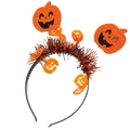 Halloween Haarreif mit orangefarbenen Kürbissen und Glitzer-Lametta für Kostümpartys - Orange Schwarz Lametta Kürbis Gesicht