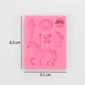 Pink silicone mold with carousel ice cream doughnut and bow shapes for cake decorating - Pink