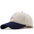 Tweekleurige katoenen honkbalpet met crème kroon en marineblauwe klep in klassiek 6-panel - 04 Cyan & Beige