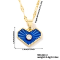 Details der blauen Emaille-Herzkette mit 1,8x1,4cm Maßen und goldener Kette - Gold