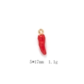 Macro shot of red enamel chili pendant with gold loop, size 5x17mm and weight 1.1g - Chili Style (4#)