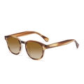 Lunettes de soleil rondes rétro avec monture écaille et verres dégradés marron - Rayures de Thé Double Couleur Thé (C32)