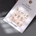 Nail art rhinestone jewelry set with assorted colorful crystals and gold borders - Gold Stamping Style (MJ-038)