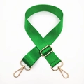 Detailed view of green nylon wide strap with premium adjustable gold metal buckles - Gold Buckle / Emerald Green