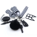 Self-defense keychain set with checkerboard wristlet, personal alarm, and accessories - Black & White Check