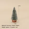 Miniature flocked Christmas tree with natural wood base, 10.4cm tall DIY holiday decor - No.58 - 10.4cm Cedar Tree Ornament