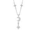 Elegante collana in argento 925 con pendenti a stella e luna e zirconi scintillanti - Collana / Argento