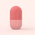 Pink silicone face ice roller with anti-slip stripes and max water level mark - New Shell Pink