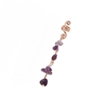 Detail view of rose gold textured metal ring with purple natural crystal stone pendant - Rose Gold With Dark Purple Stone (E9315)
