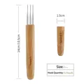 Bamboo handle triple head dreadlock crochet hook tool 1mm for hair extensions - 1.0mm Triple Hook