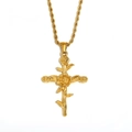Collana in acciaio inossidabile placcato oro 18 carati con ciondolo a croce e catena a fune - Ottobre / Oro