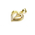 Detailed view of a gold heart pendant with zircon inlay and hollow design on white background - Letter Y