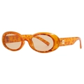 Retro oval sunglasses with tortoiseshell frame and dark brown lenses for women - Orange Spotted Frame Tea Lens
