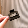 Minimalist small black square hair claw clip in glossy finish for elegant women hair styling - Small Square