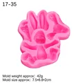 Pink silicone fondant mold featuring cartoon rabbit and carrot designs for cake baking - Rabbit / Pink