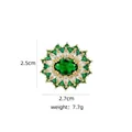 Golden sunburst brooch with emerald green gemstone and white zircon, size 2.7cm by 2.5cm - B747 Green/Sunflower