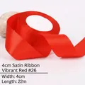 Deep red satin ribbon roll for gift wrapping 4cm width and 22m length for DIY crafts - True Red (88#)