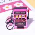 Pink mini slot machine keychain with rolling lucky icons and silver metal clasp - Light Pink With Lobster Clasp And Pink Bell. / 1000 Minimum Order