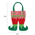 Christmas elf pants style candy bag in red and green felt, dimensions 38x25 cm - Holly Leaf Striped Red Style