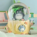 Totoro themed musical crystal ball with rotating snow and warm interior lighting - 0287 Yellow Base / Medium 80mm Light + Snow