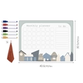 Magnetic monthly planner whiteboard set with colorful markers and cleaning cloth tools - 6 Pens + Suction Cup + Towel (Set) / CT813: Rewritable Film