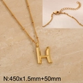 Gold finish capital letter H pendant necklace with beaded chain for women - Gold Letter H (KN287029-Z)