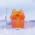 Miniature orange Christmas gift box figurine with gold bow, size 1.5cm by 1.4cm - Orange No. 1