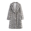 Dames halflange jas van imitatie imitatiebont met luipaardprint en klassieke reverskraag - XS / Luipaardprint
