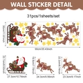 Kerst muurstickers set met Kerstman en rendieren op waterbestendig PVC materiaal van 90cm - 90x30cm Stijl (UV24Y12713T_R) / Zoals getoond