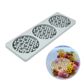 Grey 3-cavity honeycomb silicone mold for molecular gastronomy and dessert decoration - Round Honeycomb