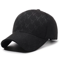 Schwarze Baseballkappe mit Retro-Monogramm-Jacquardmuster und gebogener Krempe für Damen/Herren - Schwarz