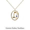 S925 sterling silver Gemini zodiac necklace with colorful gemstones in golden finish - Gemini