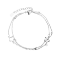 Double-layered silver star anklet with round beads and adjustable lobster clasp - Double Layer Hollow Star Bracelet