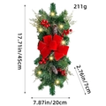 LED lighted Christmas door swag with red berries, pine cones and a red velvet bow - K1-24 Red 45CM (Warm Light)