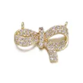 Exquisite 18K gold plated bow pendant with white zircon inlays for DIY necklaces - Gold Double Bail Full Zircon Bow(YSN009-09)
