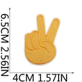 Detailed view of yellow V-sign victory embroidered patch with white stitched edges - Gestures