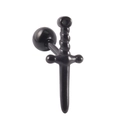 Matte black stainless steel sword shaped stud earring with a secure ball back closure - Sword Black