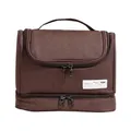Dark coffee large travel toiletry bag with dry wet separation and durable handle - Brown