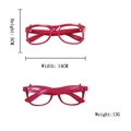 Detail van rode feestbrilmonturen met afmetingen 14 cm breedte en 5 cm hoogte - Rood vierkant frame