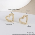 Gold plated heart stud earrings with white zircon stones measuring 1cm in size - Wrapped Heart with Zirconia (EM04-1)