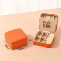 Orange PU leather jewelry box set with mirror and gold zipper closure, 10x10x5cm - Hermès Orange (With Mirror)
