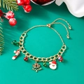 Bracciale natalizio con Babbo Natale, renna e campanellino su catena dorata - Babbo Natale & Albero di Strass & Bastoncino di Zucchero