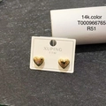 Minimalist 14K gold-plated heart-shaped stud earrings with polished mirror finish - Polished Heart (004)