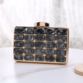 Macro detail of acrylic dinner clutch showing grey marble texture and gold metal frame - 5-Row Style (Large) / Black and Gray