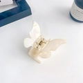 Elegant pearlescent off-white butterfly hair claw clip with a glossy acetate finish - 5.5cm / AB White