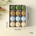 Christmas flocked ball set in dark green bronze gold blue and white colors 12pcs - 6cm 12 Pieces / Blue & Green Series
