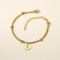 Bracelet double chaîne en acier inoxydable doré avec pendentif de la lettre K - Lettre K (S-H202-K)