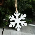 White wooden snowflake Christmas tree ornament with natural twine, size 5.5cm x 5.5cm - Snowflake Style 1